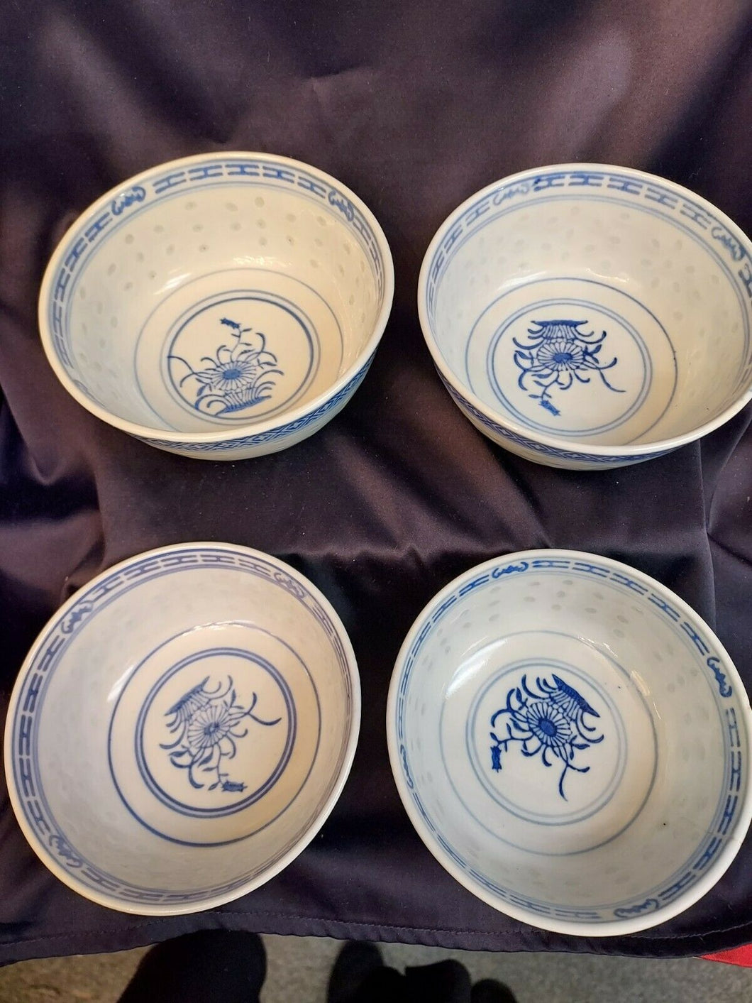 Chinese Porcelain Rice Flower Rice Bowls